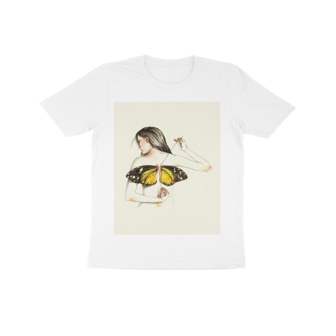 Front View - Metamorphosis Stitch — Kids Tee White