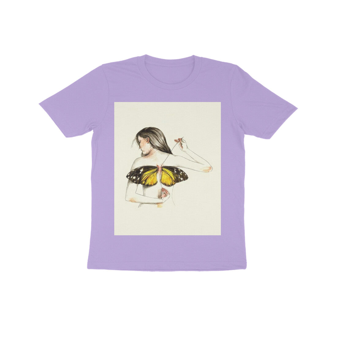 Front View - Metamorphosis Stitch — Kids Tee Iris Lavender