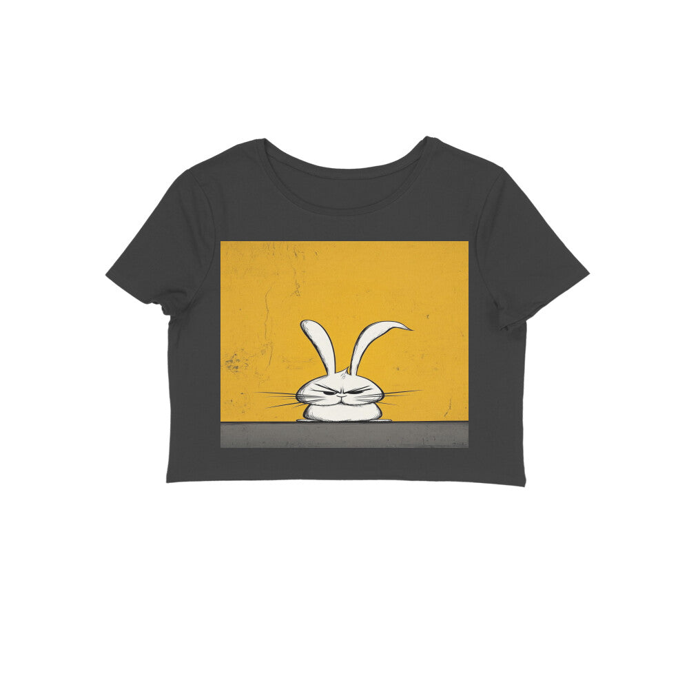 Front View - Grumpy Hare — Crop Top Black