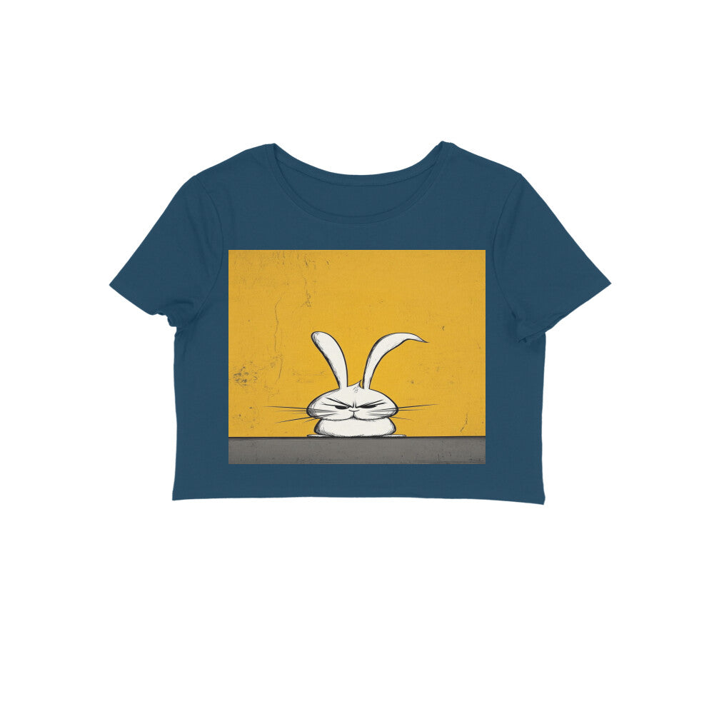 Front View - Grumpy Hare — Crop Top Navy Blue