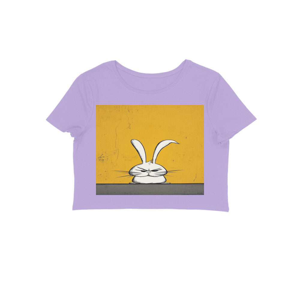 Front View - Grumpy Hare — Crop Top Iris Lavender