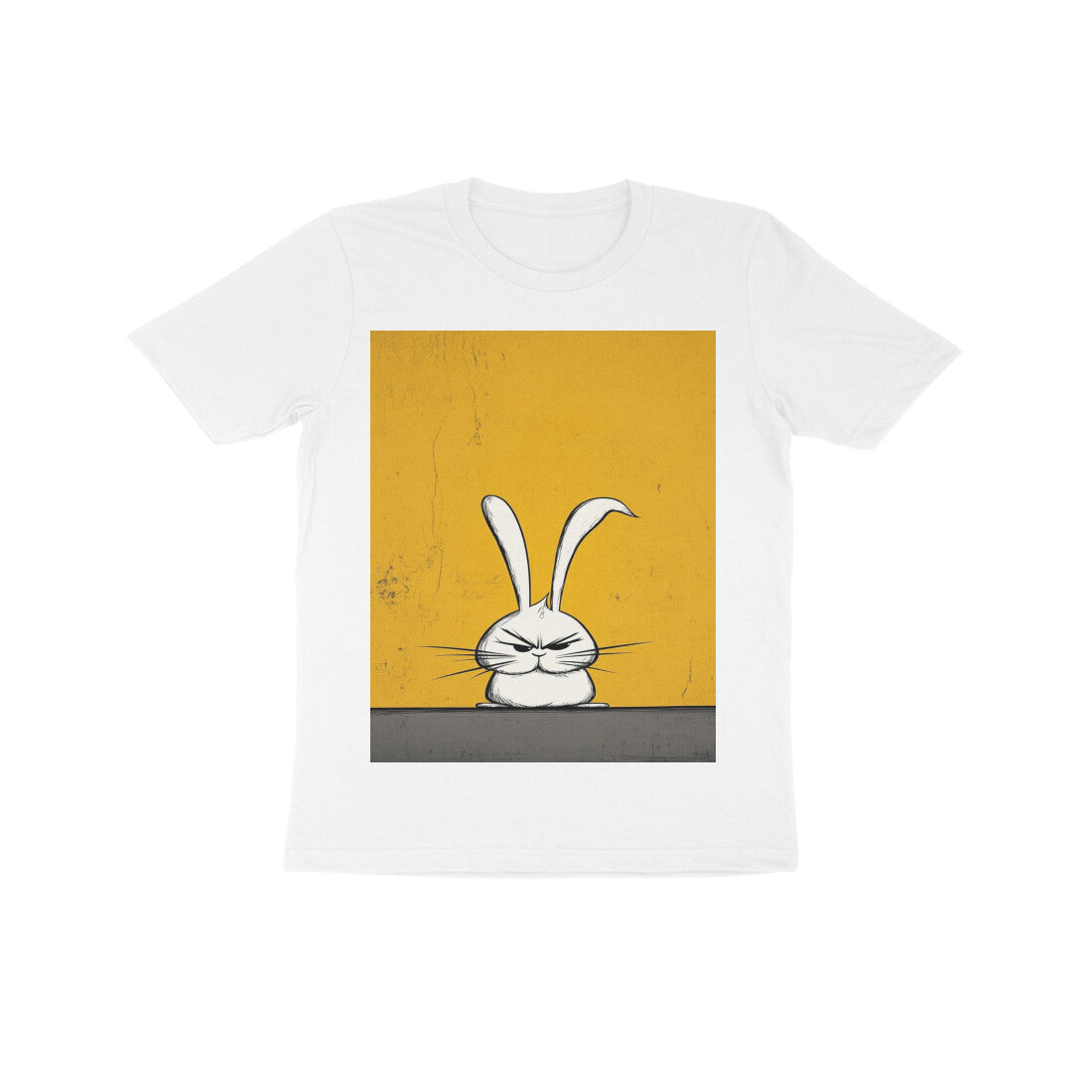 Front View - Grumpy Hare — Kids Tee White