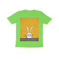 Front View - Grumpy Hare — Kids Tee Liril Green