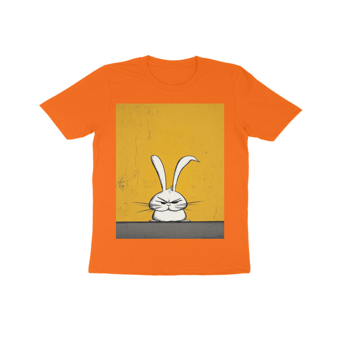 Front View - Grumpy Hare — Kids Tee Orange