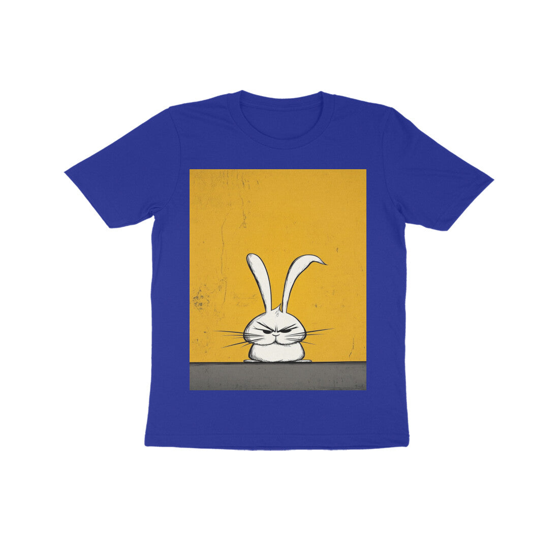 Front View - Grumpy Hare — Kids Tee Royal Blue