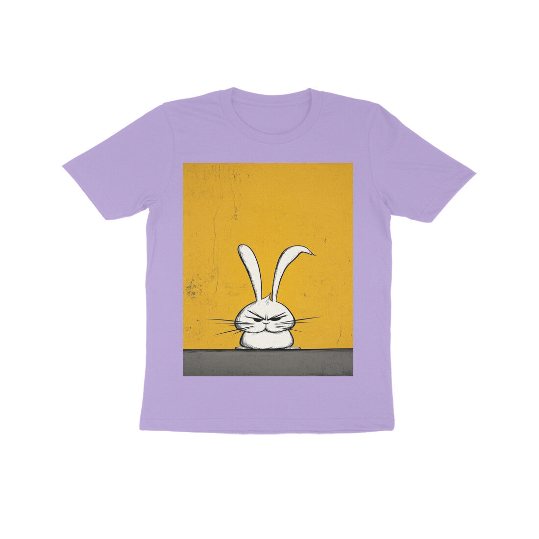 Front View - Grumpy Hare — Kids Tee Iris Lavender