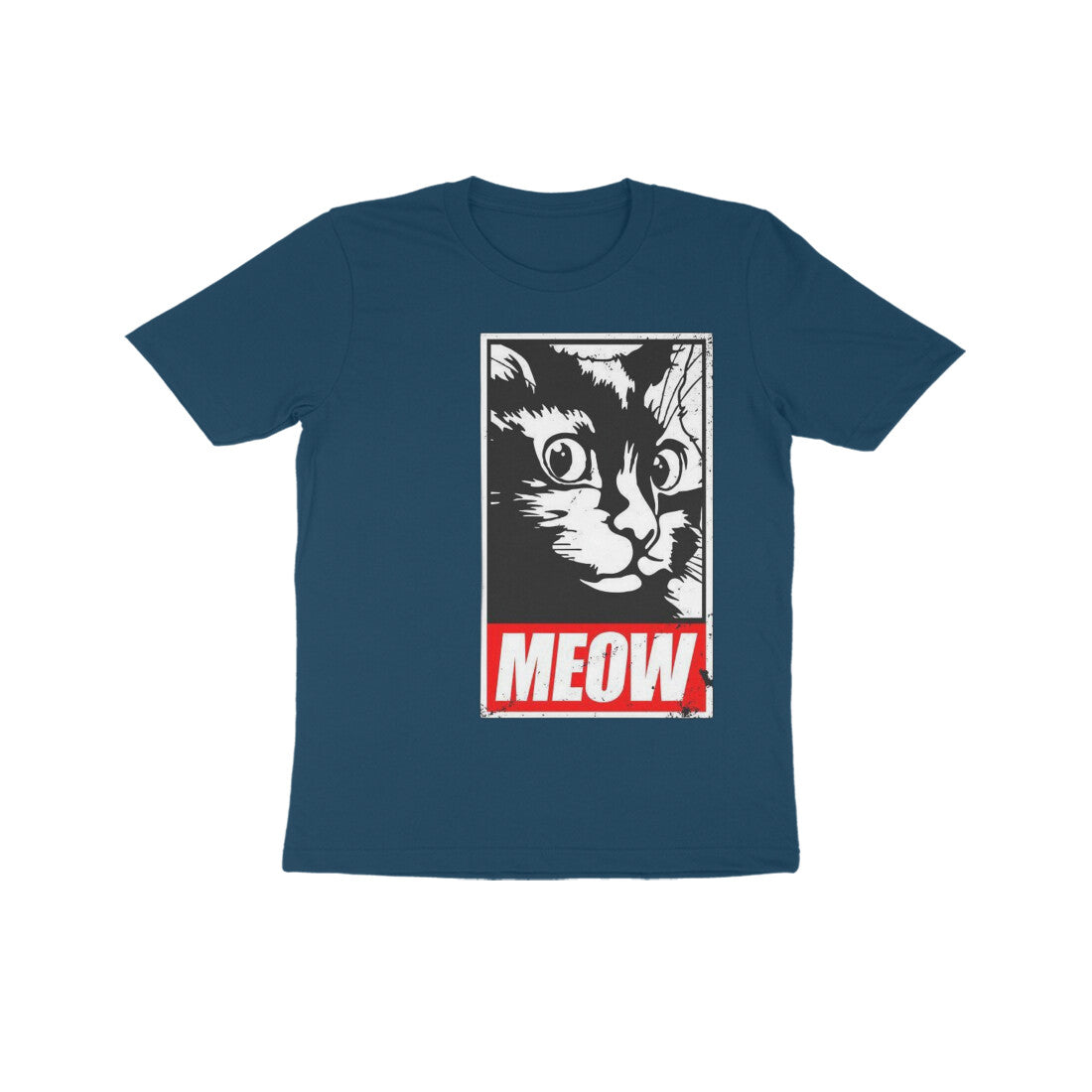 Front View - Feline Fury — Kids Tee Navy Blue