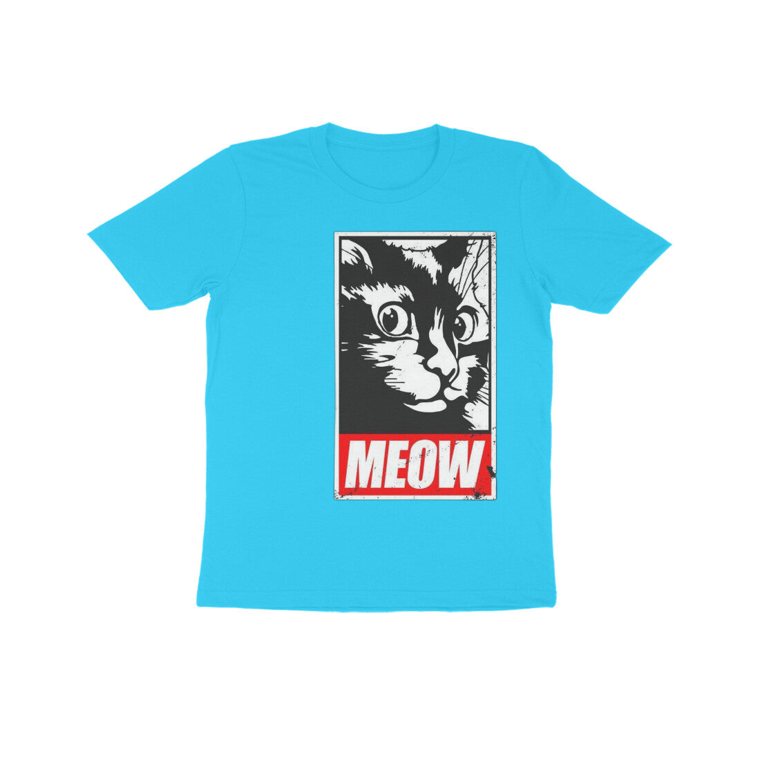 Front View - Feline Fury — Kids Tee Sky Blue