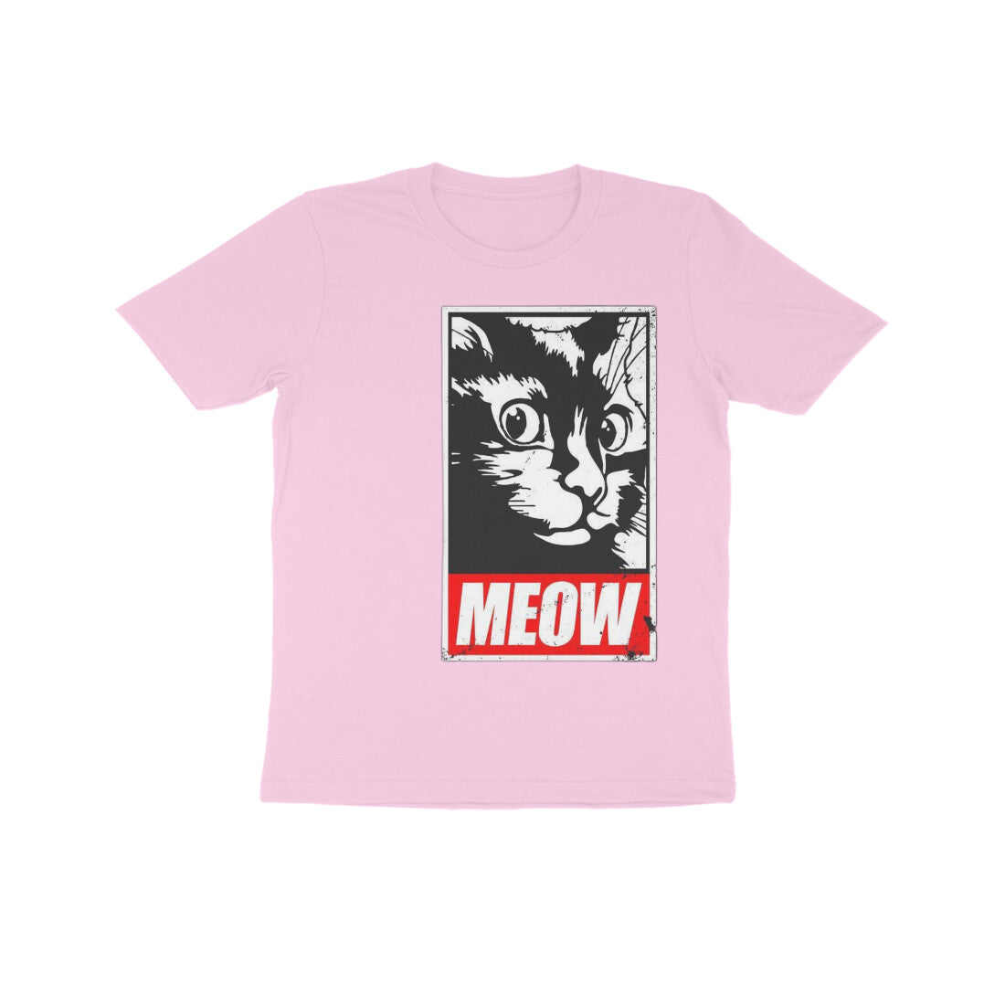 Front View - Feline Fury — Kids Tee Light Pink