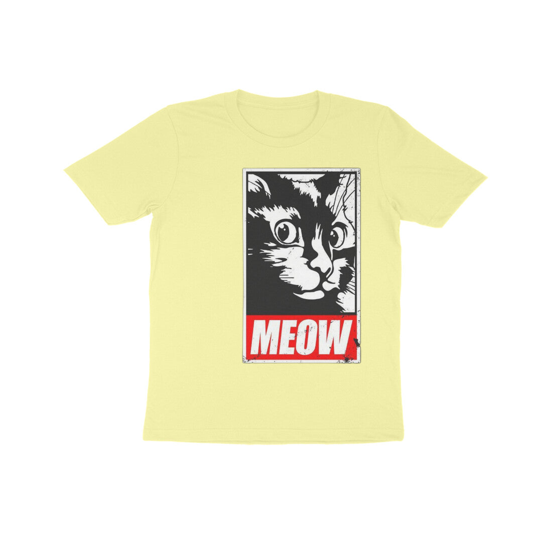 Front View - Feline Fury — Kids Tee Butter Yellow