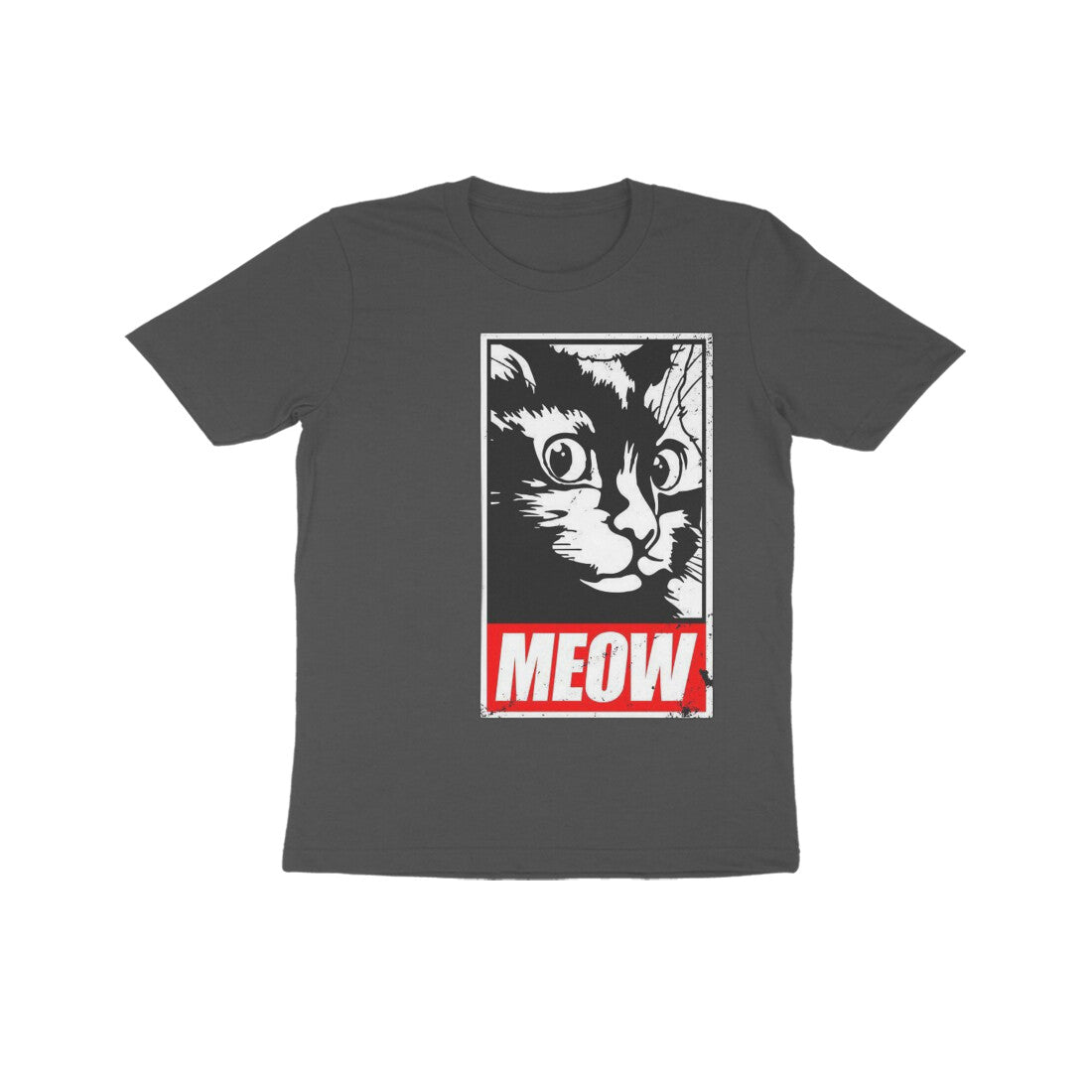 Front View - Feline Fury — Kids Tee Charcoal Grey