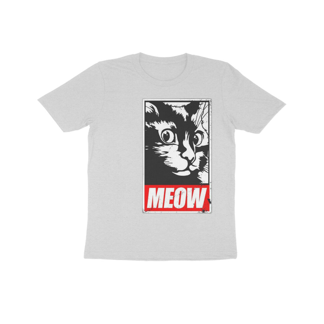 Front View - Feline Fury — Kids Tee Melange Grey