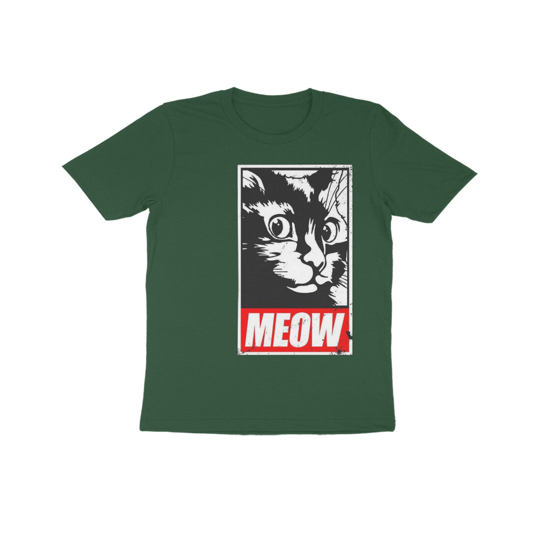 Front View - Feline Fury — Kids Tee Olive Green