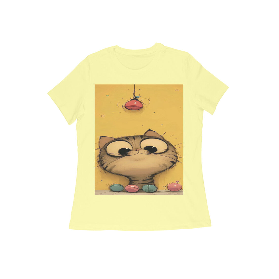 Front View - Whisker Watcher — Women’s Tee Butter Yellow