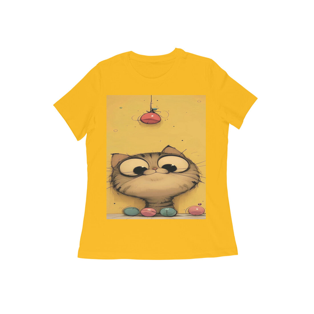 Front View - Whisker Watcher — Women’s Tee Golden Yellow
