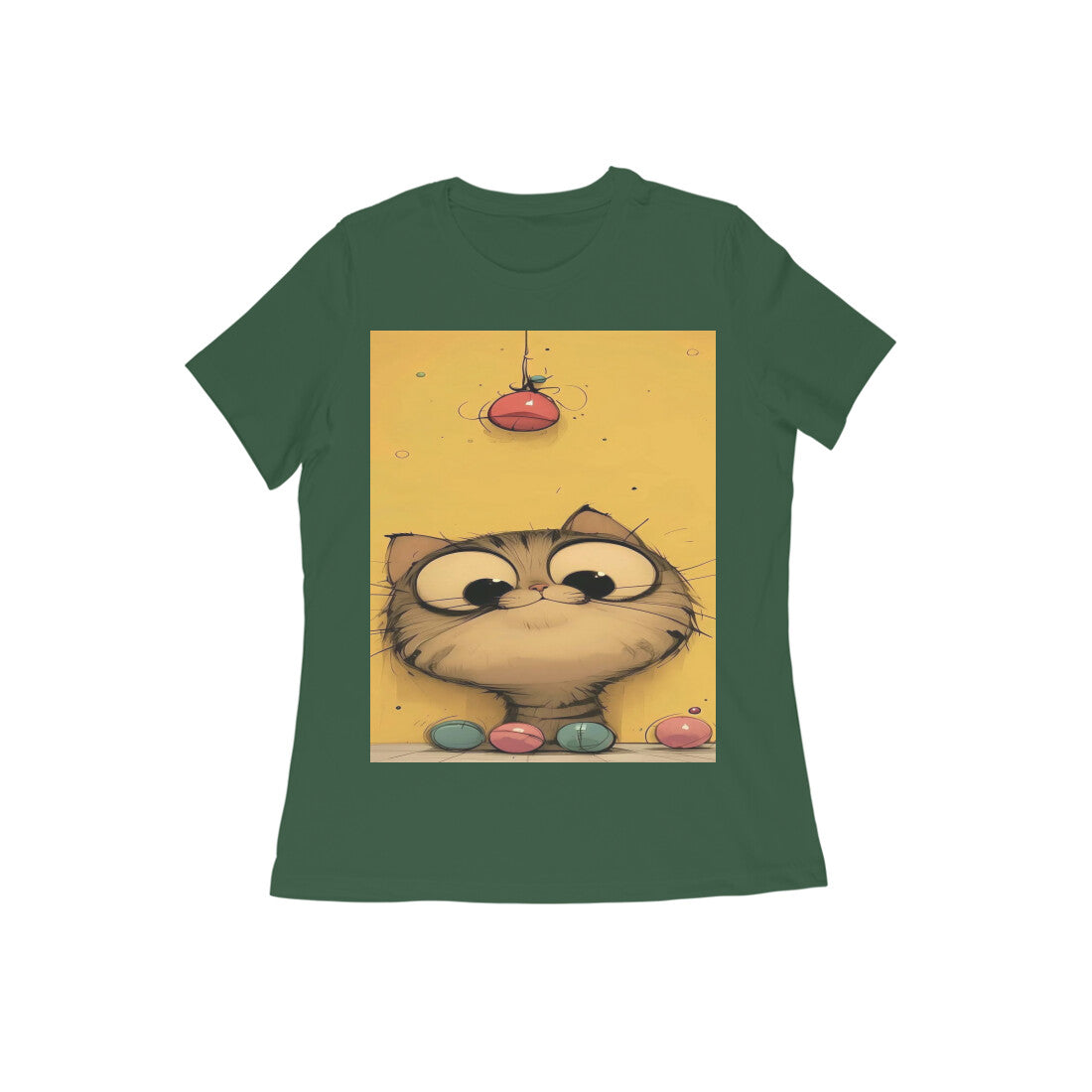 Front View - Whisker Watcher — Women’s Tee Olive Green