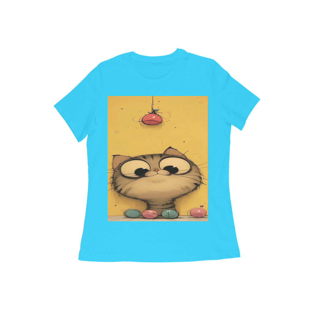 Front View - Whisker Watcher — Women’s Tee Sky Blue