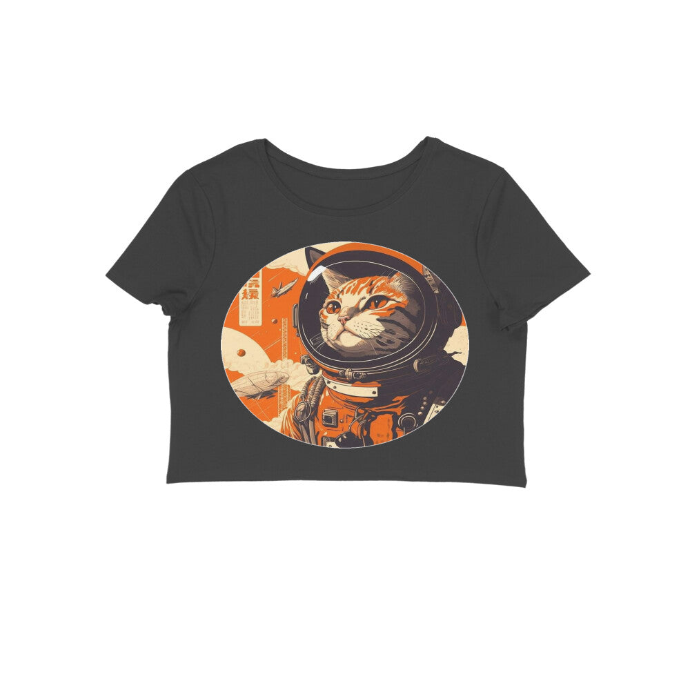 Front View - Cosmic Whisker — Crop Top Black