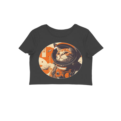 Front View - Cosmic Whisker — Crop Top Black