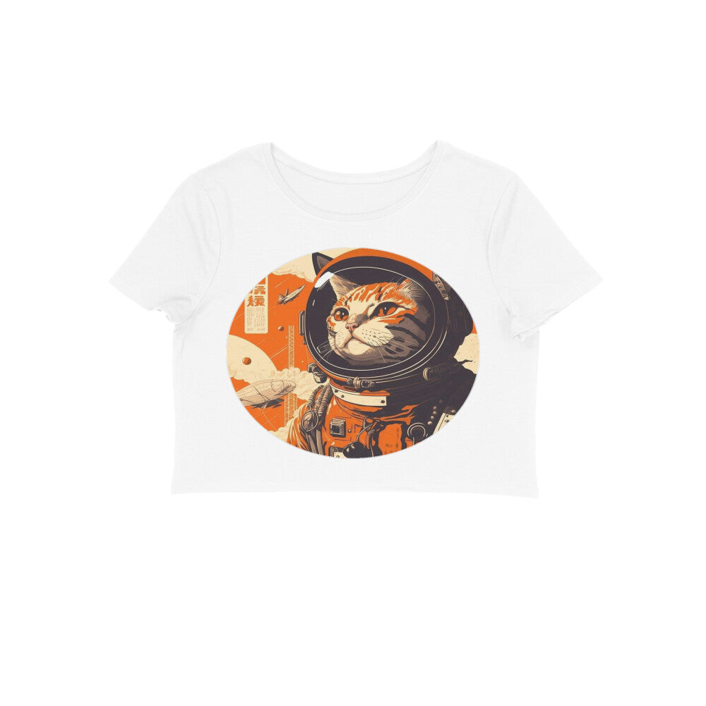 Front View - Cosmic Whisker — Crop Top White