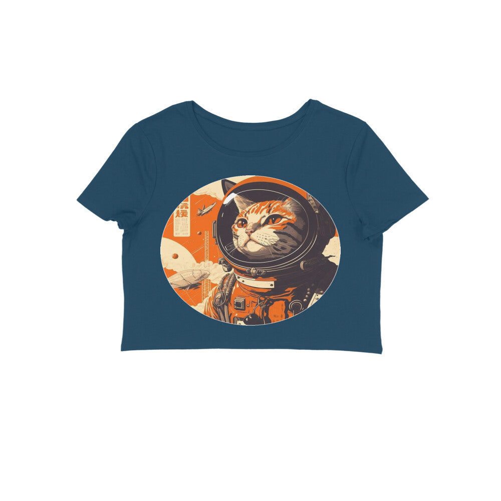 Front View - Cosmic Whisker — Crop Top Navy Blue
