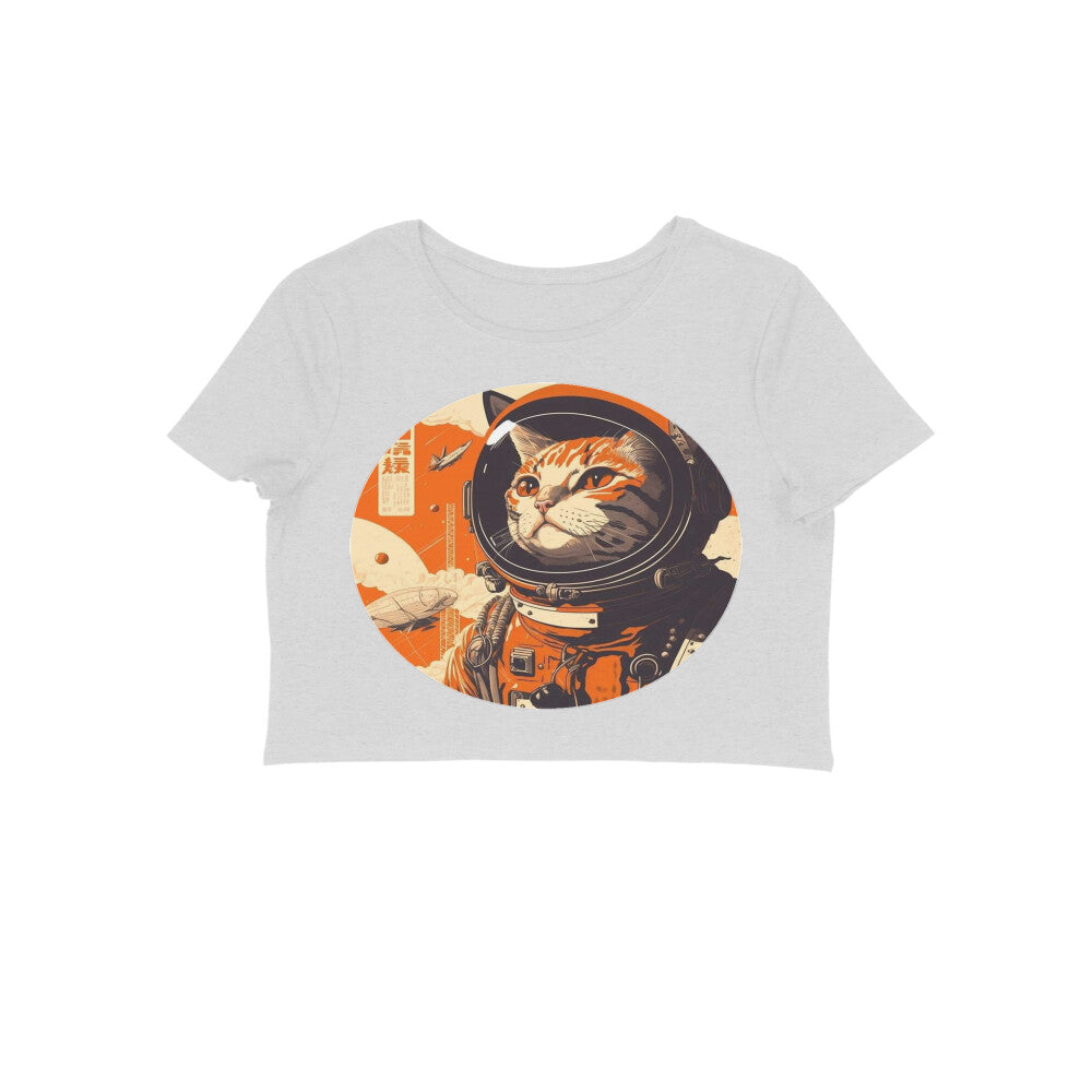 Front View - Cosmic Whisker — Crop Top Melange Grey