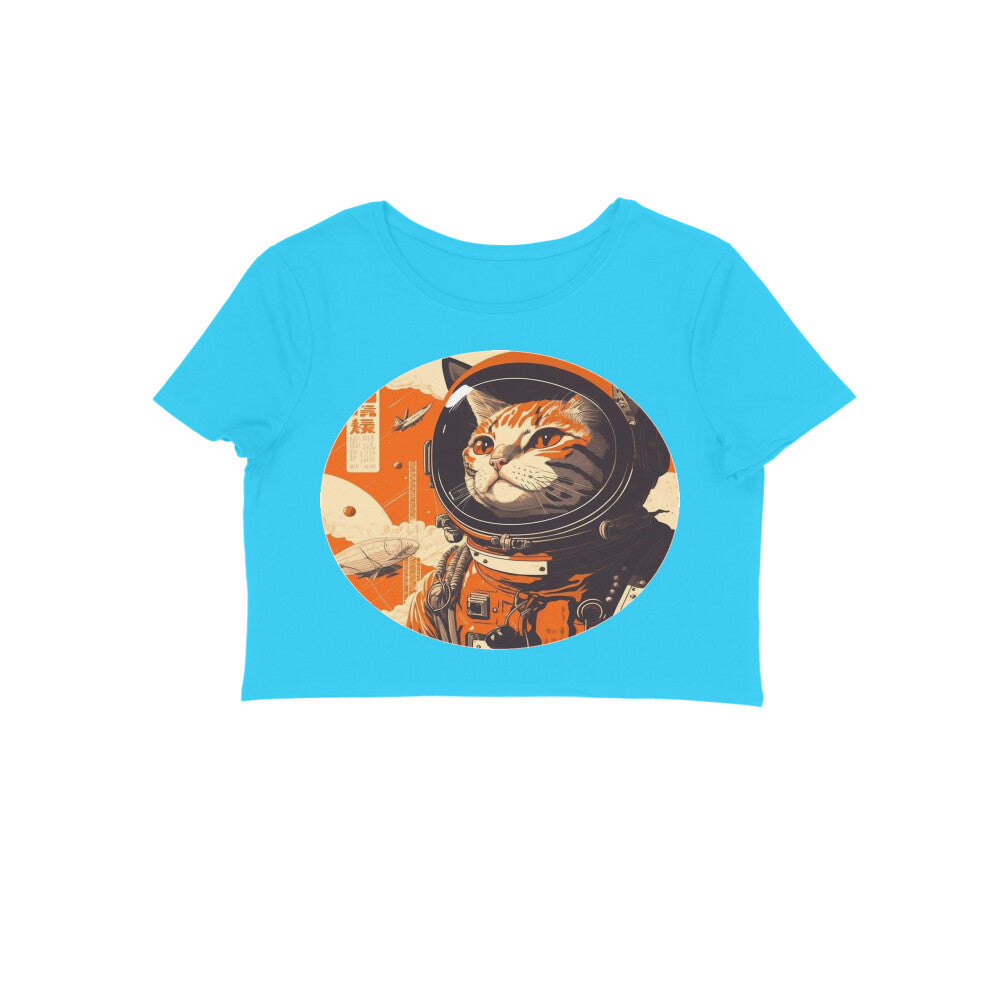 Front View - Cosmic Whisker — Crop Top Sky Blue