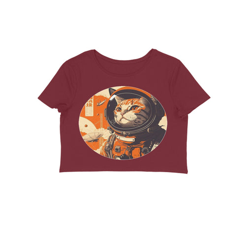 Front View - Cosmic Whisker — Crop Top Maroon