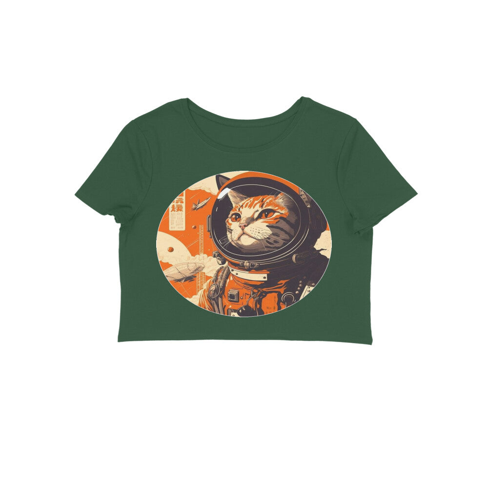 Front View - Cosmic Whisker — Crop Top Olive Green