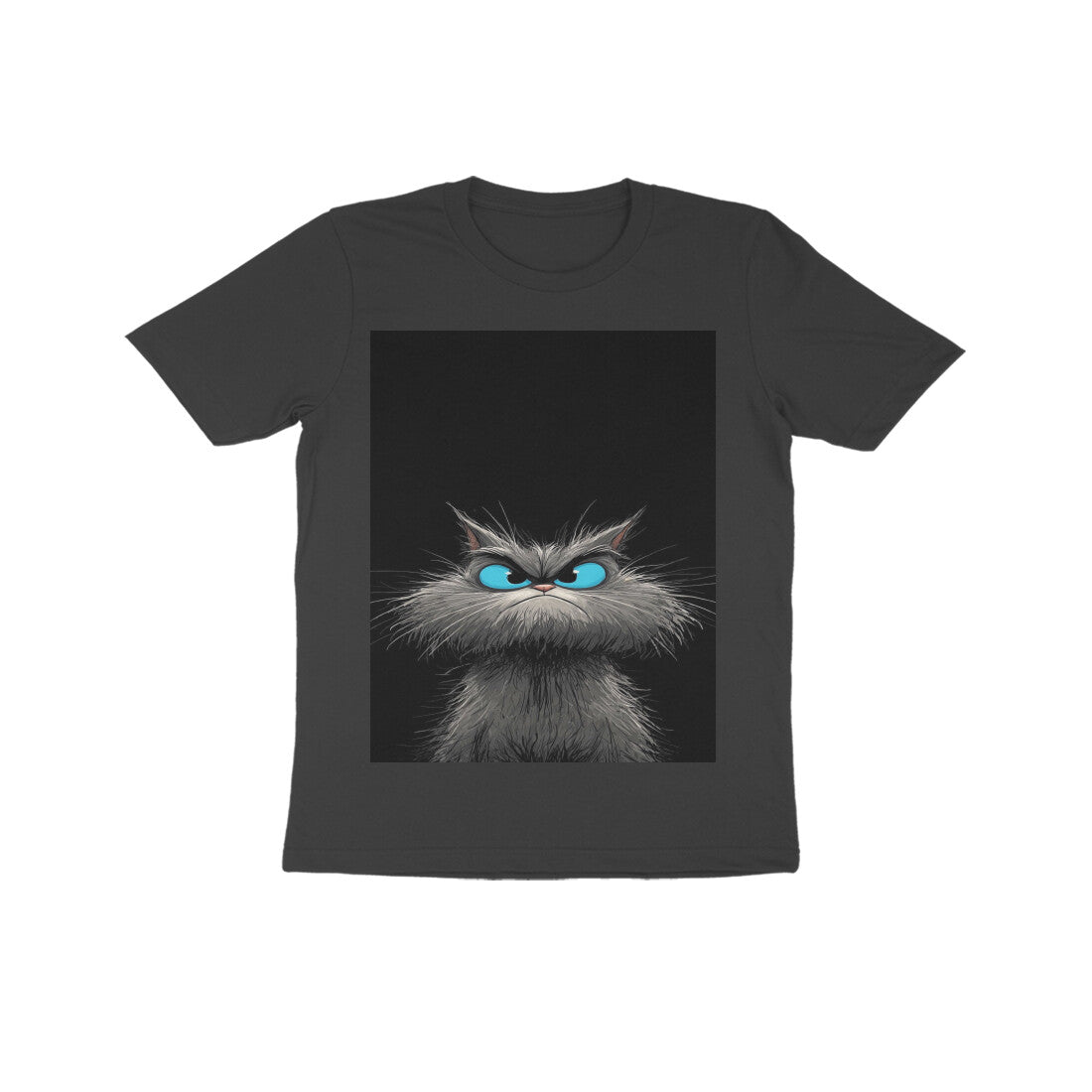 Front View - Grumpy Glare — Kids Tee Black