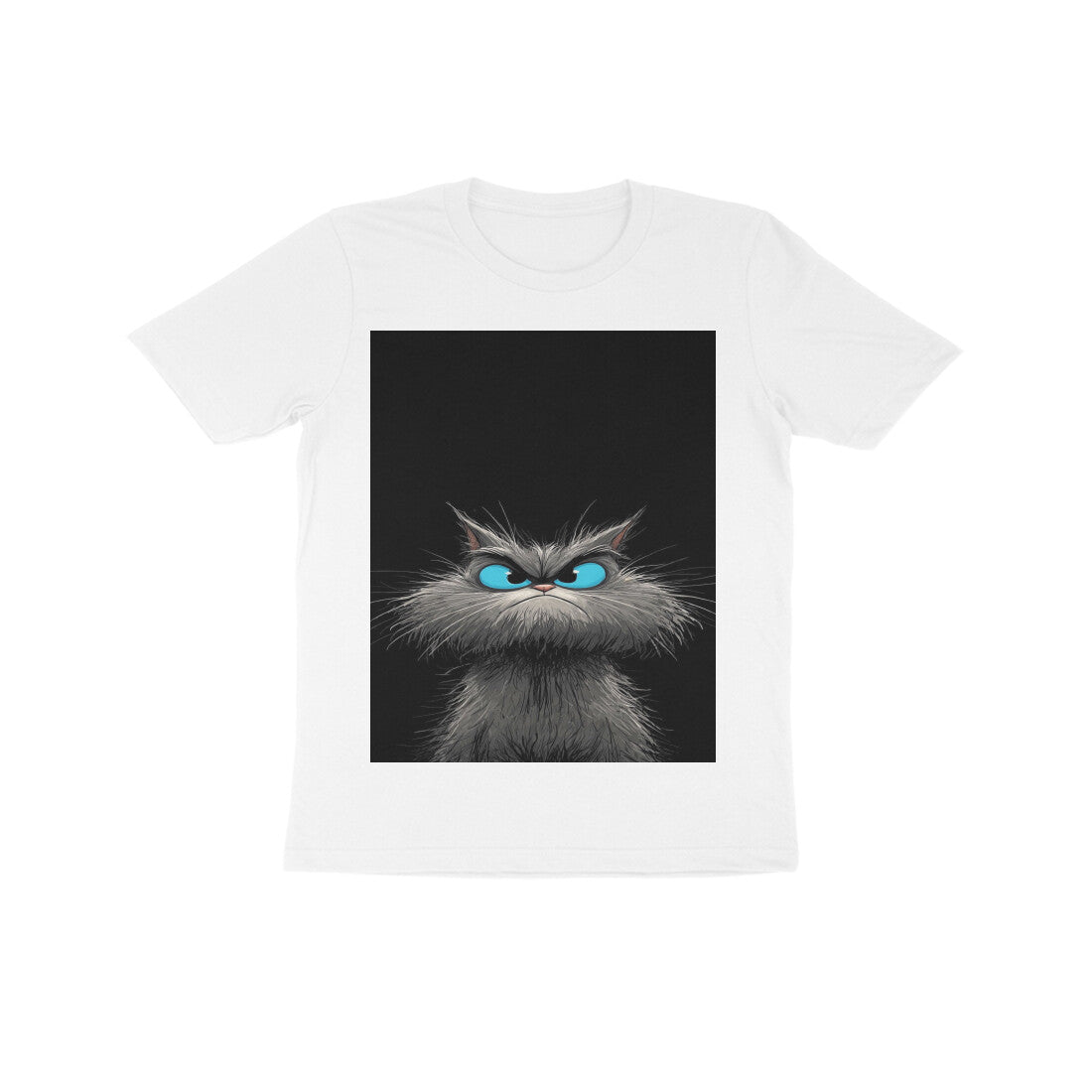 Front View - Grumpy Glare — Kids Tee White