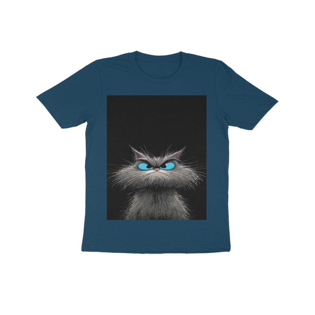 Front View - Grumpy Glare — Kids Tee Navy Blue