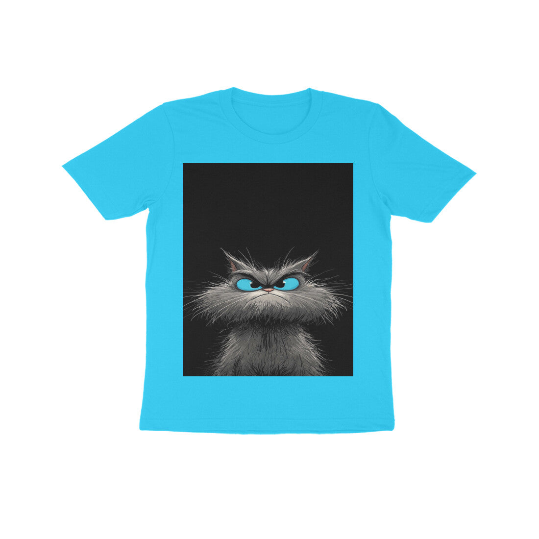 Front View - Grumpy Glare — Kids Tee Sky Blue