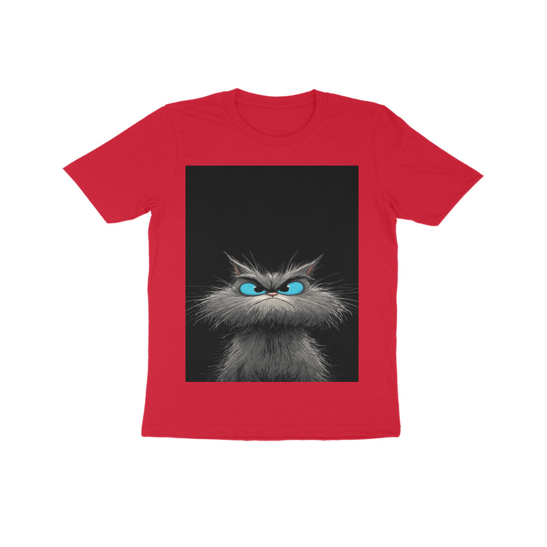 Front View - Grumpy Glare — Kids Tee Red