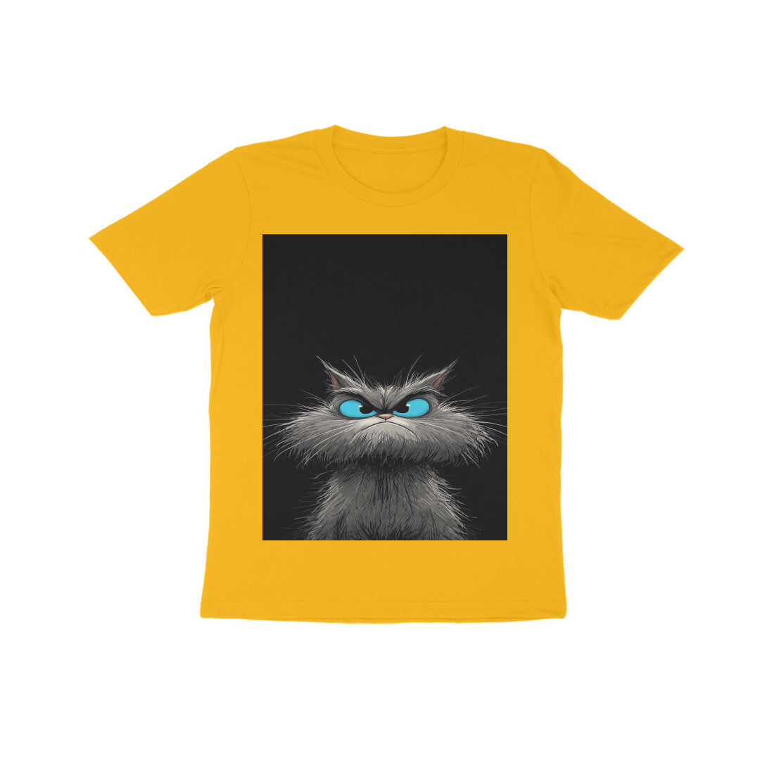 Front View - Grumpy Glare — Kids Tee Golden Yellow