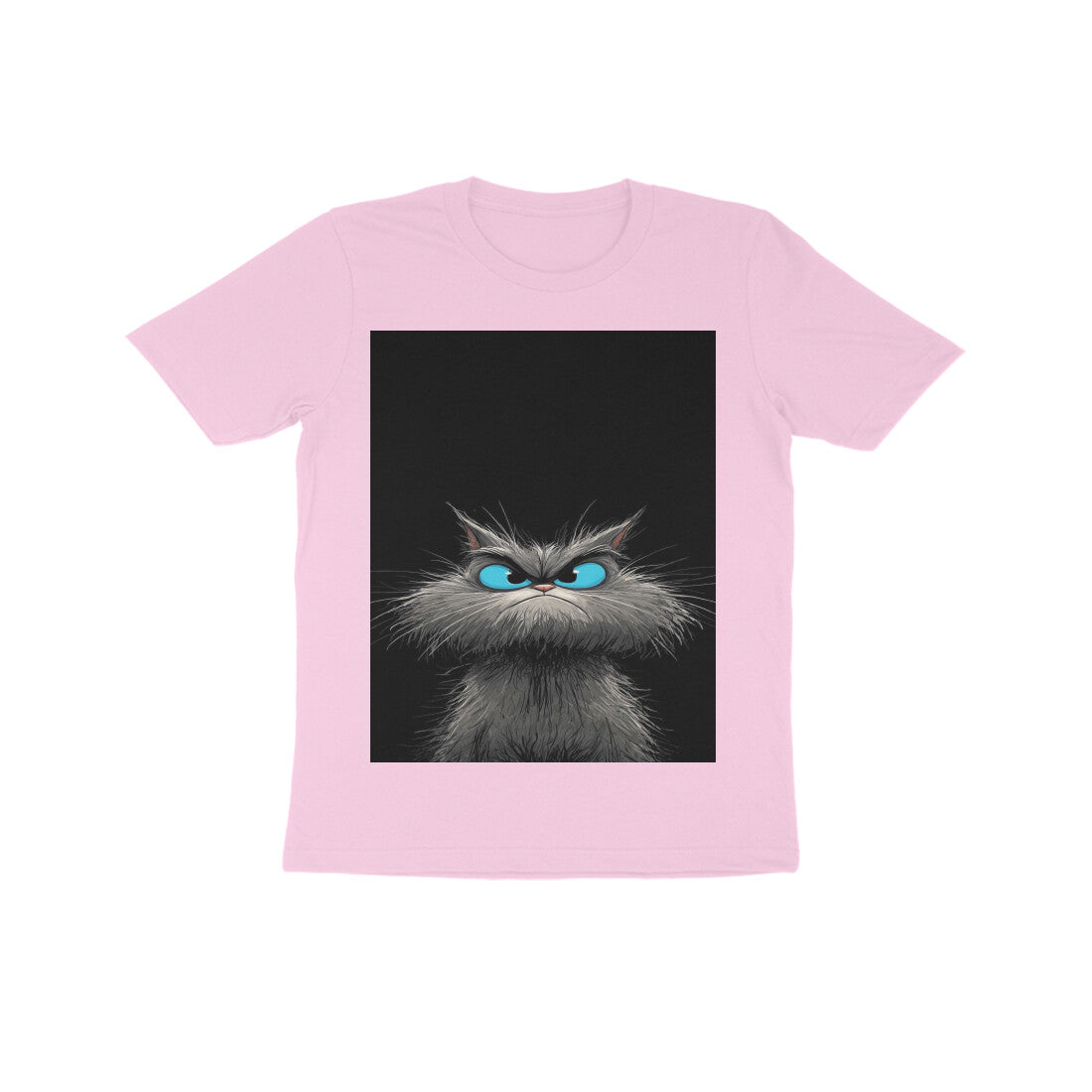 Front View - Grumpy Glare — Kids Tee Light Pink
