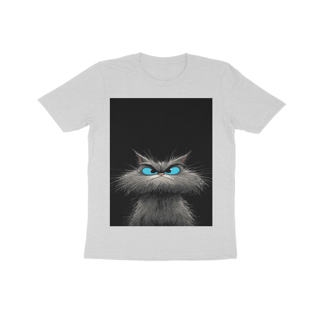 Front View - Grumpy Glare — Kids Tee Melange Grey