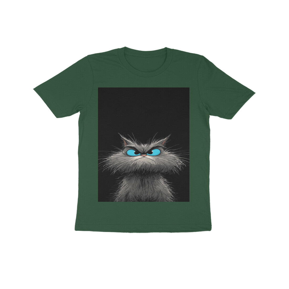 Front View - Grumpy Glare — Kids Tee Olive Green