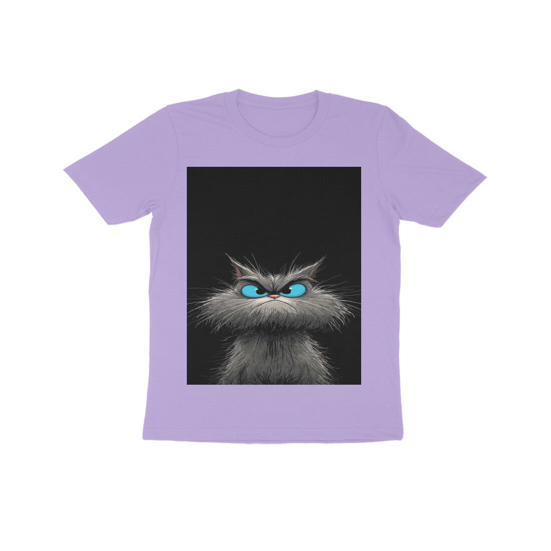 Front View - Grumpy Glare — Kids Tee Iris Lavender