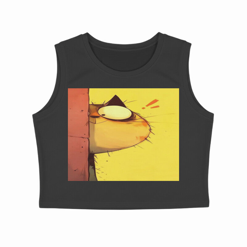 Front View - The Observer — Crop Tank Top Black