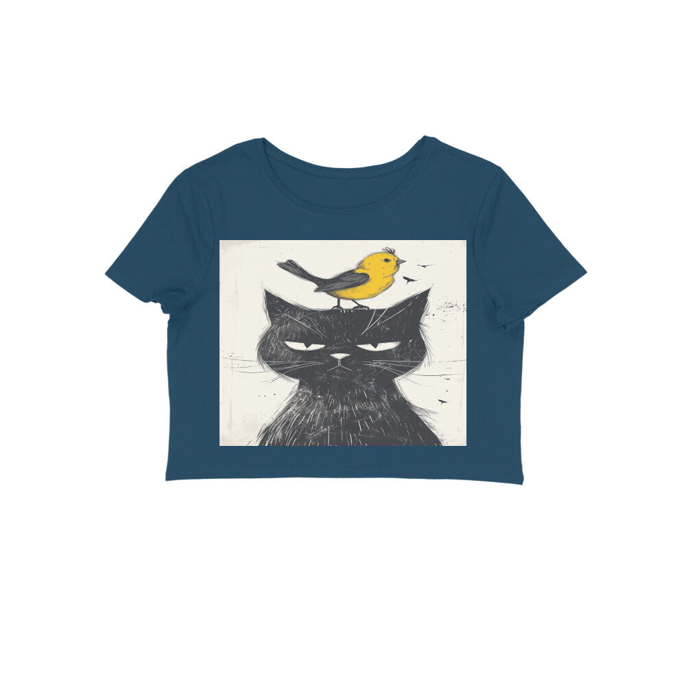 Front View - Unbothered Beast — Crop Top Navy Blue