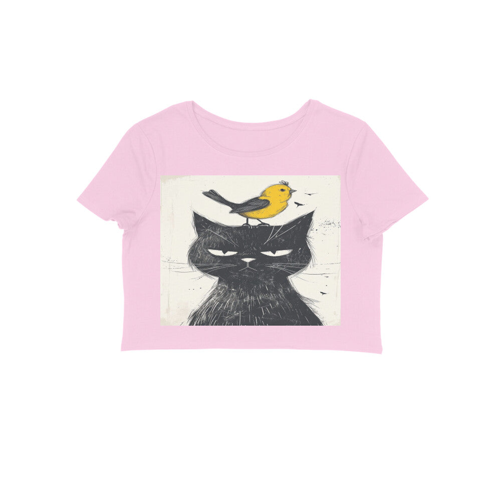 Front View - Unbothered Beast — Crop Top Light Pink