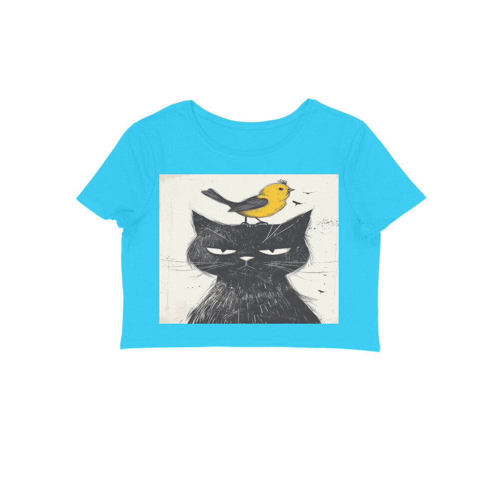 Front View - Unbothered Beast — Crop Top Sky Blue