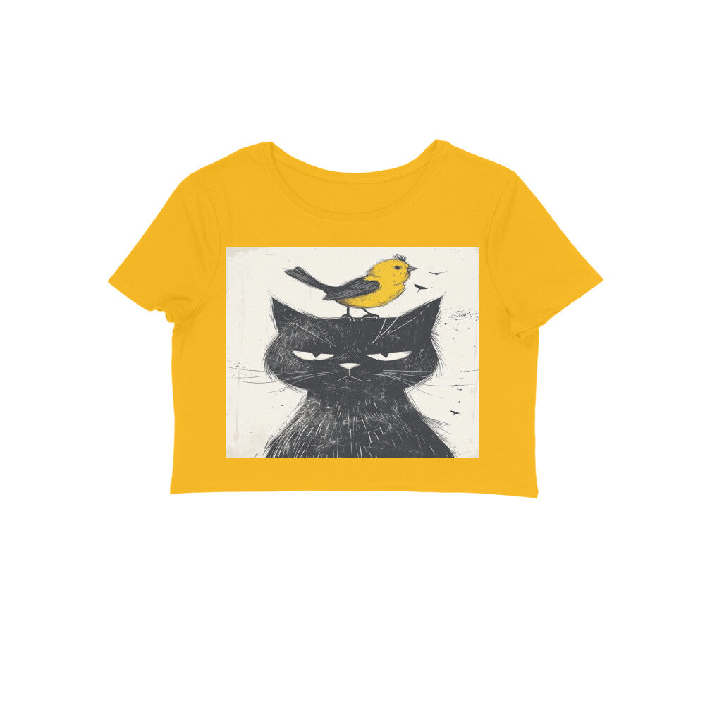 Front View - Unbothered Beast — Crop Top Golden Yellow