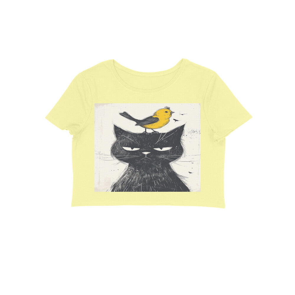 Front View - Unbothered Beast — Crop Top Butter Yellow