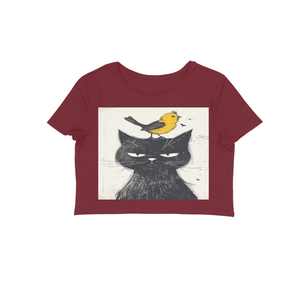 Front View - Unbothered Beast — Crop Top Maroon
