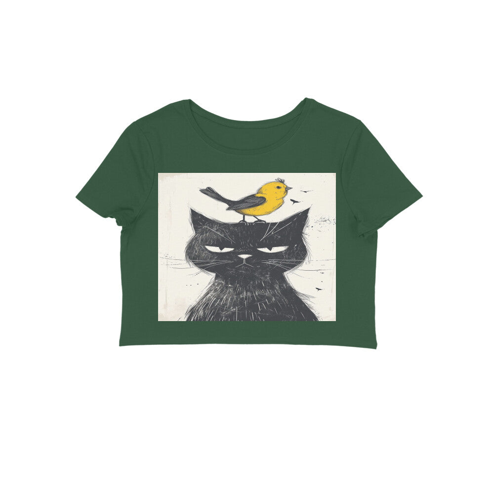 Front View - Unbothered Beast — Crop Top Olive Green