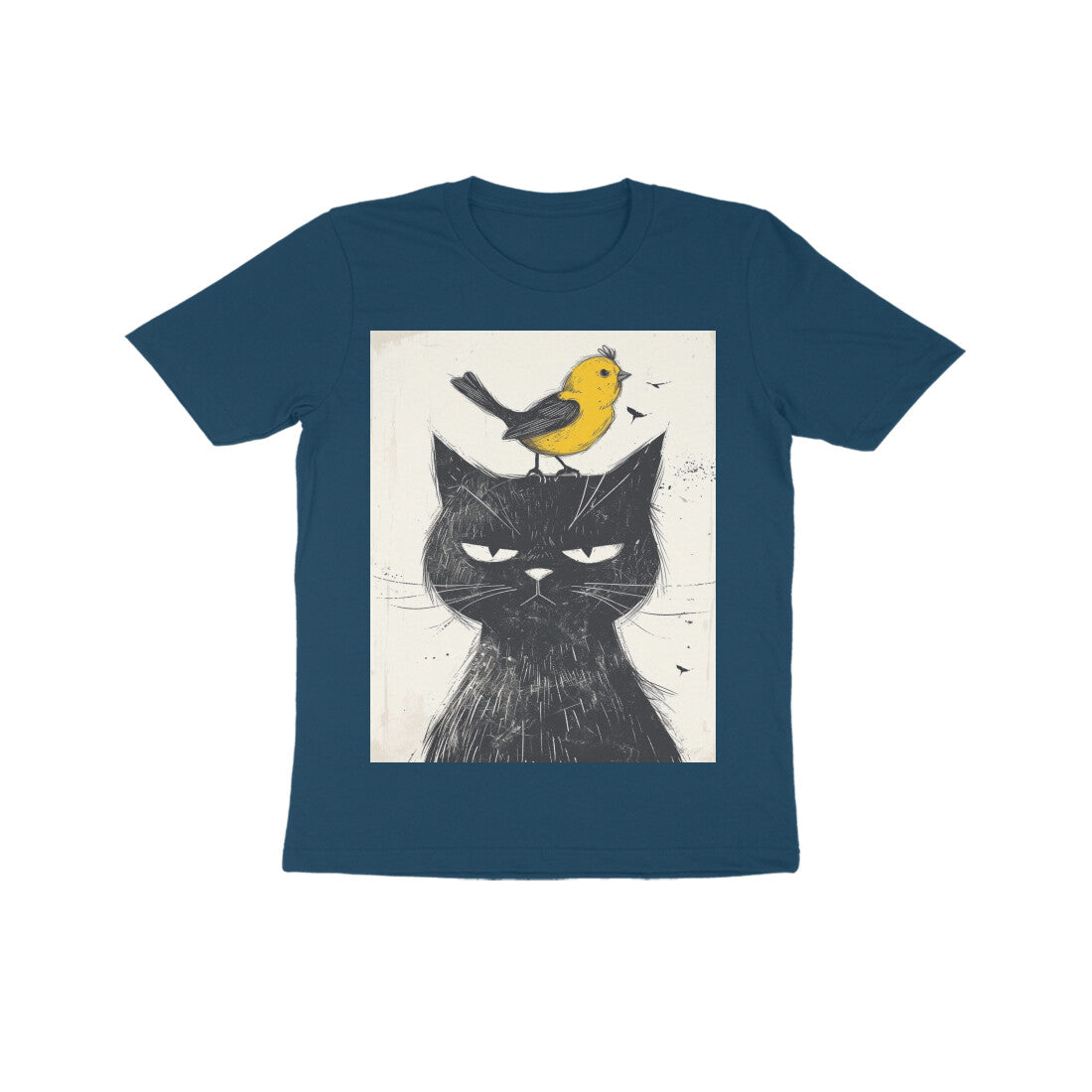 Front View - Unbothered Beast — Kids Tee Navy Blue