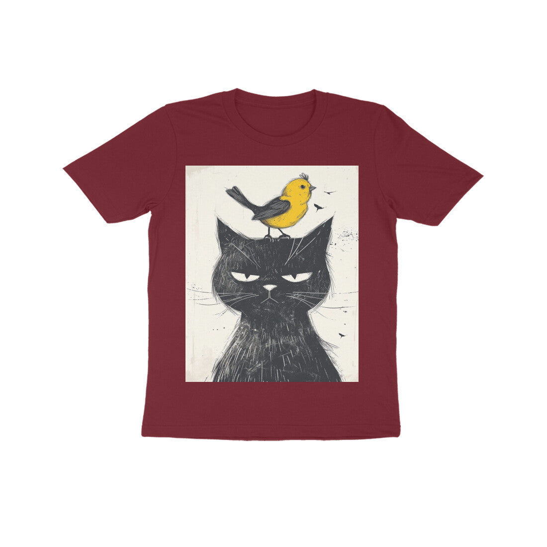 Front View - Unbothered Beast — Kids Tee Maroon