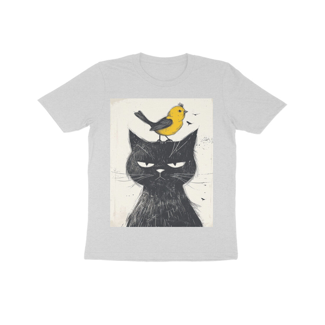 Front View - Unbothered Beast — Kids Tee Melange Grey